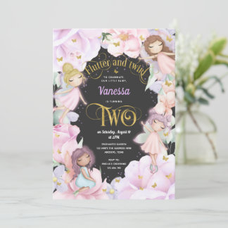Fairy themed, Girl 2. Geburtstagseinladung Einladung