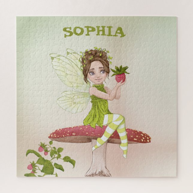 Fairy Toadstool Dark Hair Niedlich Personal Puzzle (Vertikal)