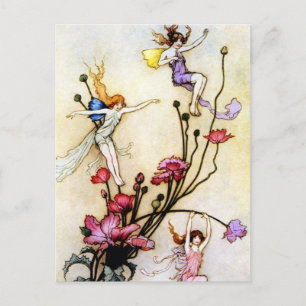 Fairy und Blume Postkarte
