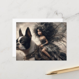 Fairy und Boston Terrier Postkarte