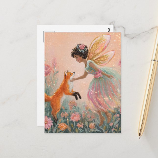 Fairy und ein Rotfuchs Postkarte (Vorderseite/Rückseite Beispiel)