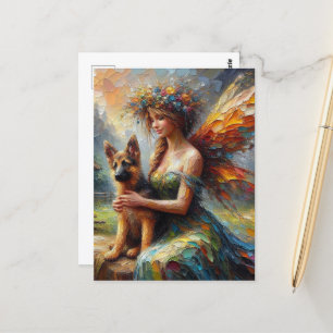 Fairy und German Shepherds Puppy Postkarte