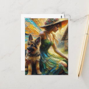 Fairy und German Shepherds Puppy Postkarte