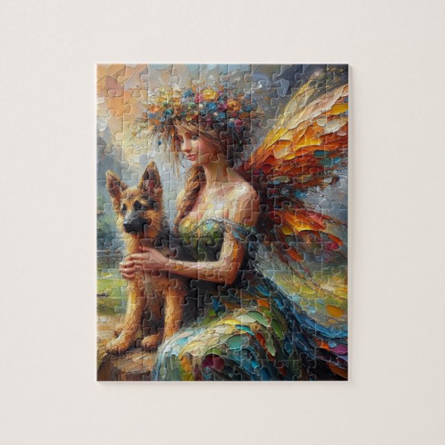 Fairy und German Shepherds Puppy Puzzle (Vertikal)