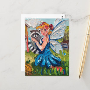 Fairy und ihr Niedlicher Raccoon Postkarte
