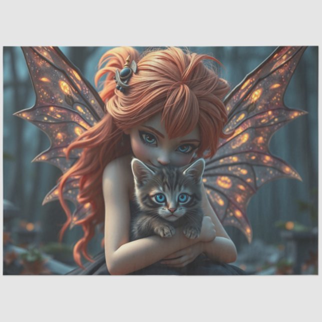 Fairy und ihre Katze Seidenpapier (Vorderseite)