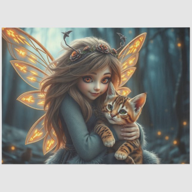 Fairy und ihre Katze Seidenpapier (Vorderseite)