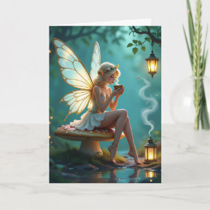 Fairy und Kaffee zum Geburtstag für sie Karte
