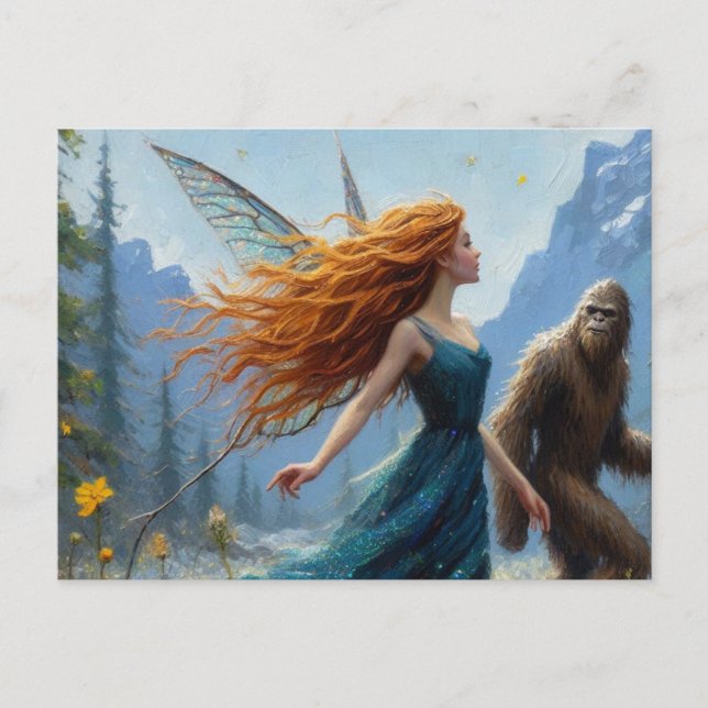 Fairy und Sasquatch über der Leventina Postkarte (Vorderseite)