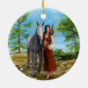 Fairy und Unicorn Keramikornament
