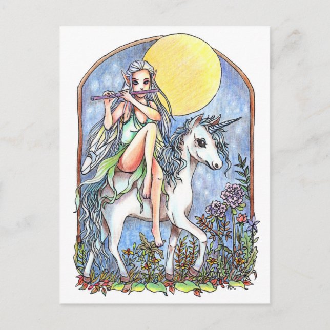 Fairy und Unicorn Postkarte (Vorderseite)