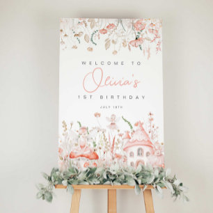 Fairy und Wildblumen Geburtstag Begrüßungszeichen Poster