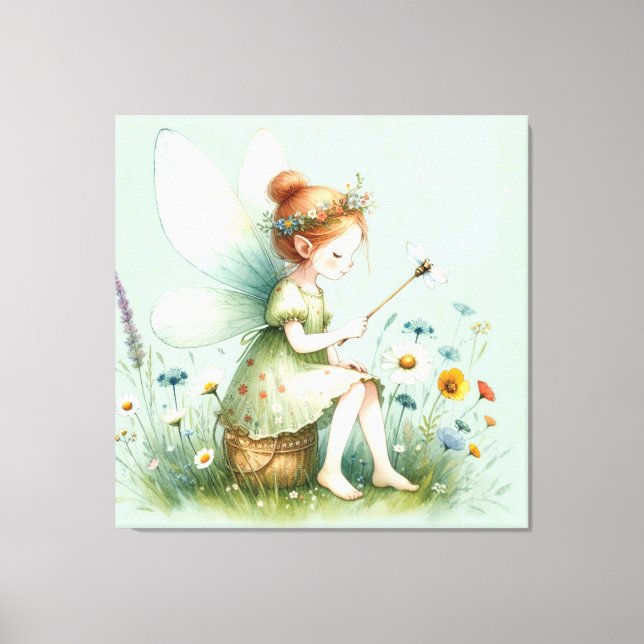 Fairy und Wildblumen Leinwanddruck (Vorderseite)