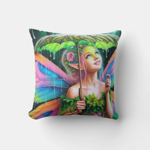 Fairy Under Leaf Umbrella Cushion Kissen