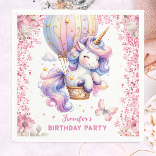Fairy Unicorn Birthday Girl Pink Niedlich Paper Serviette