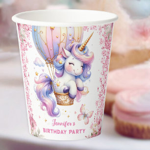 Fairy Unicorn Birthday Girl Pink Niedlich Pappbecher