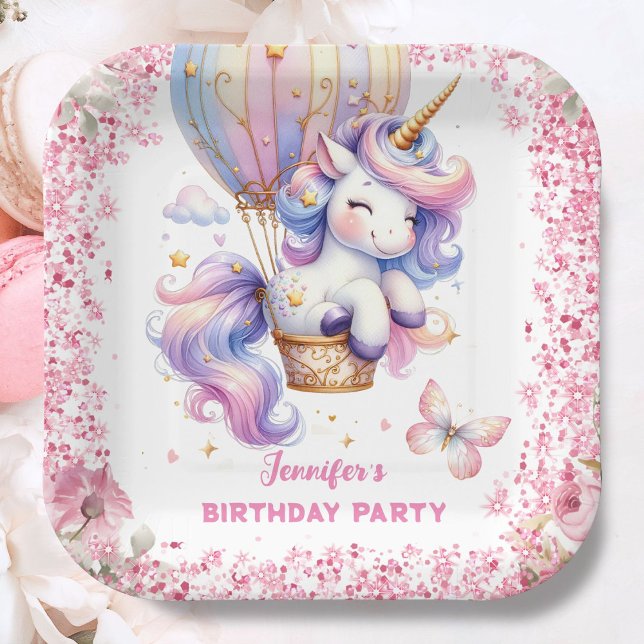 Fairy Unicorn Birthday Girl Pink Niedlich Pappteller (Von Creator hochgeladen)