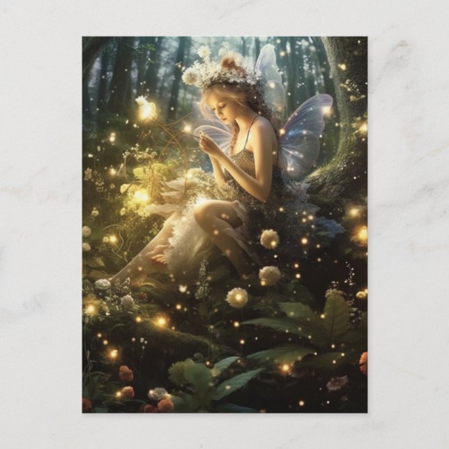 Fairy unter den Fireflies Postkarte (Vorderseite)