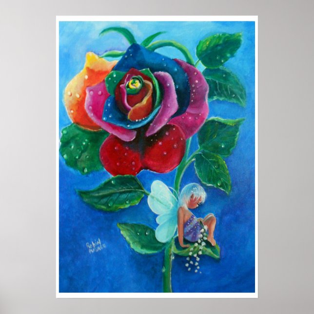 Fairy unter einer Holland-Rose Poster (Vorne)