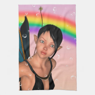 Fairy unter Rainbow Handtuch