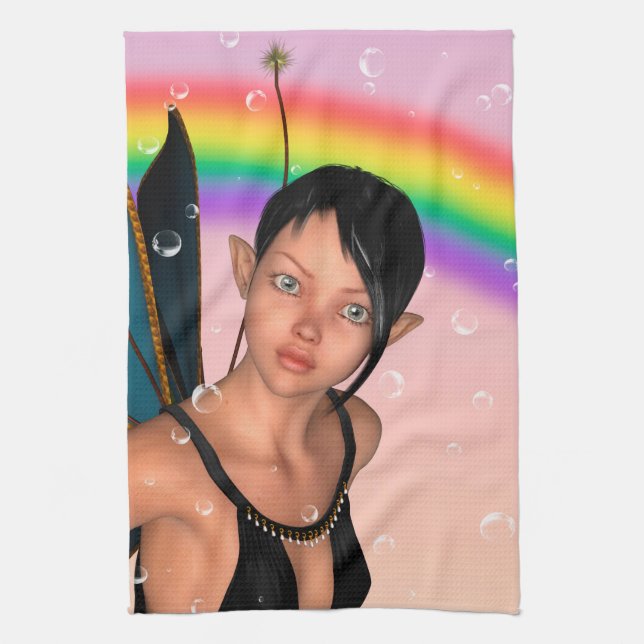 Fairy unter Rainbow Handtuch (Vertikal)