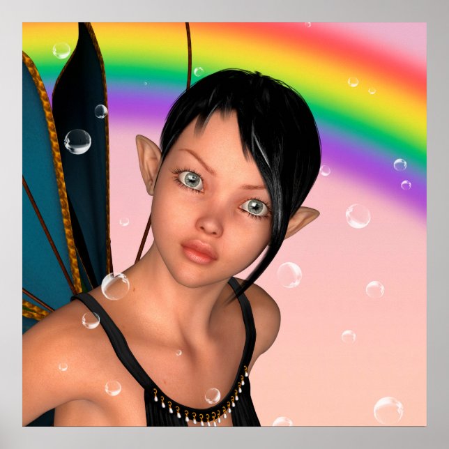 Fairy unter Rainbow Poster (Vorne)