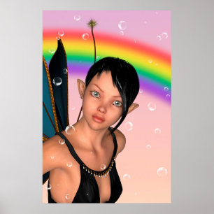 Fairy unter Rainbow Poster