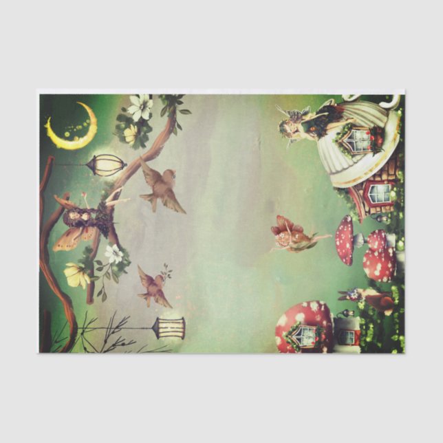 Fairy Village Decoupage Seidenpapier (Vorderseite)