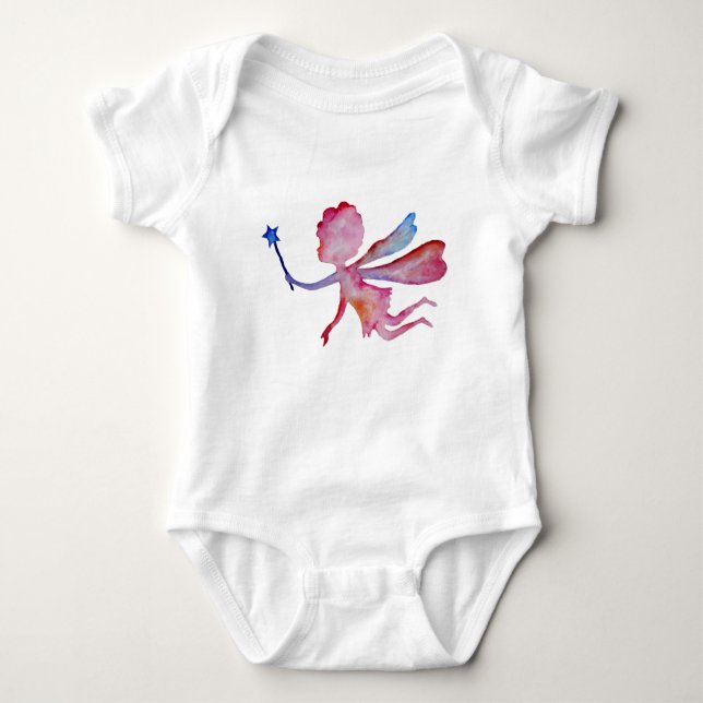 Fairy Watercolor Zeichnend Jersey Bodysuit Baby Strampler (Vorderseite)
