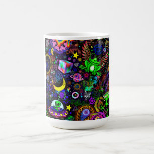 Fairy Wing Frosch Aufkleber Süßer trippiger Neon Kaffeetasse