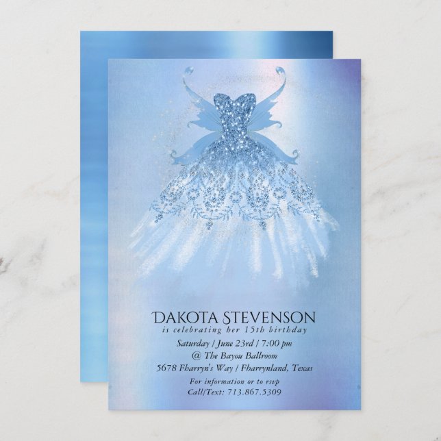 Fairy Wing Ice Gown | Frost Blue Iridescent Sheen Einladung