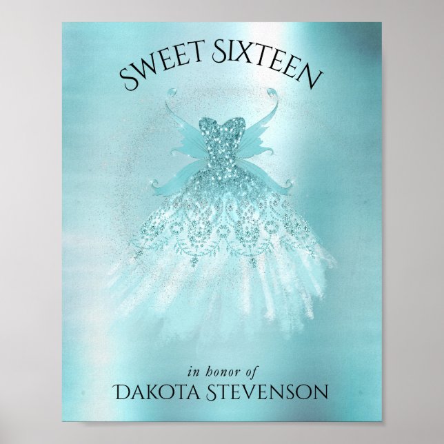 Fairy Wing Mind Gown | Luxe Pearl Green Aqua Sheen Poster (Vorne)