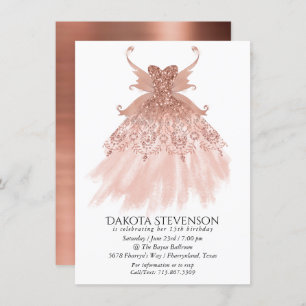 Fairy Wing Rose Gold Gown   Terracotta Coral Sheen Einladung