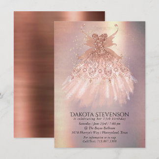 Fairy Wing Rose Gold Gown | Terracotta Coral Sheen Einladung