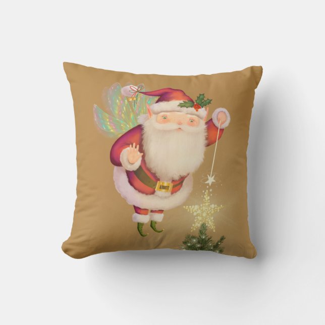Fairy Wing Santa Gold Kopfkissen Kissen (Vorderseite)