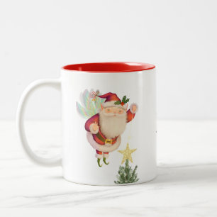 Fairy Wing Santa Two-Tone Personalisieren Sie die  Zweifarbige Tasse
