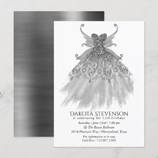 Fairy Wing Silver Gown | Platinum Imitats Sheen Einladung