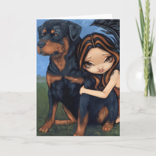 "Fairy with a Rottweiler" Grußkarte Karte