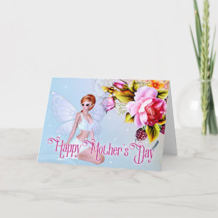 Fairy with Peonies - Fantasy Mother Day Card Karte