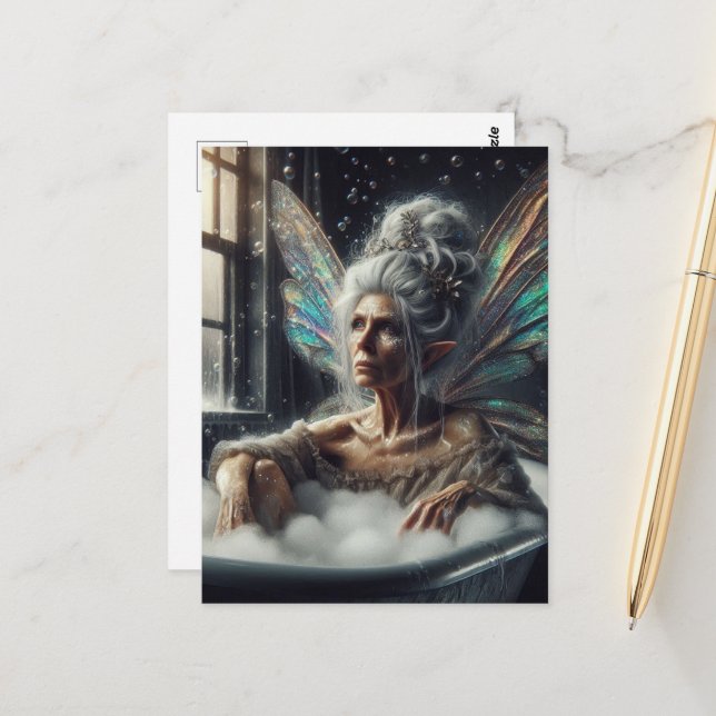Fairy Woman Bathing Postkarte (Vorderseite/Rückseite Beispiel)