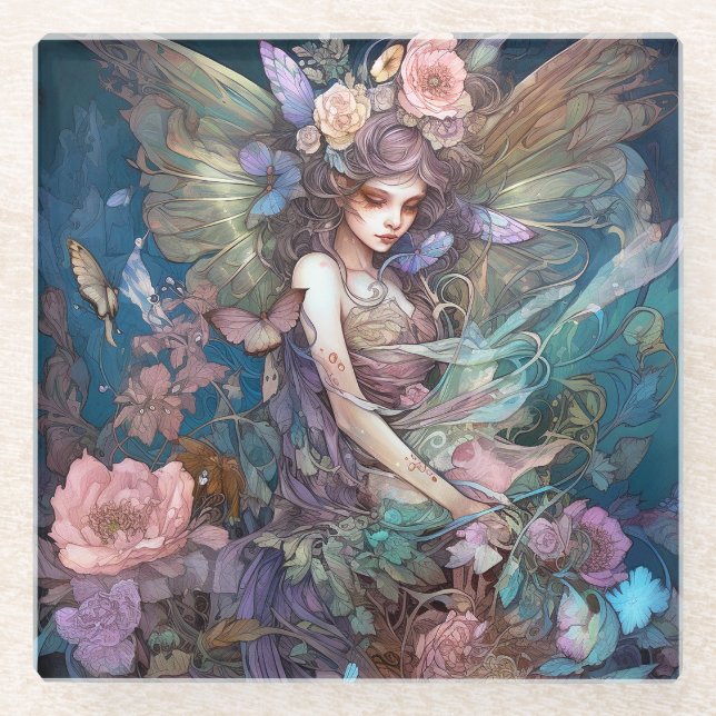 Fairy Woman Fantasy Art Glasuntersetzer (Vorderseite)