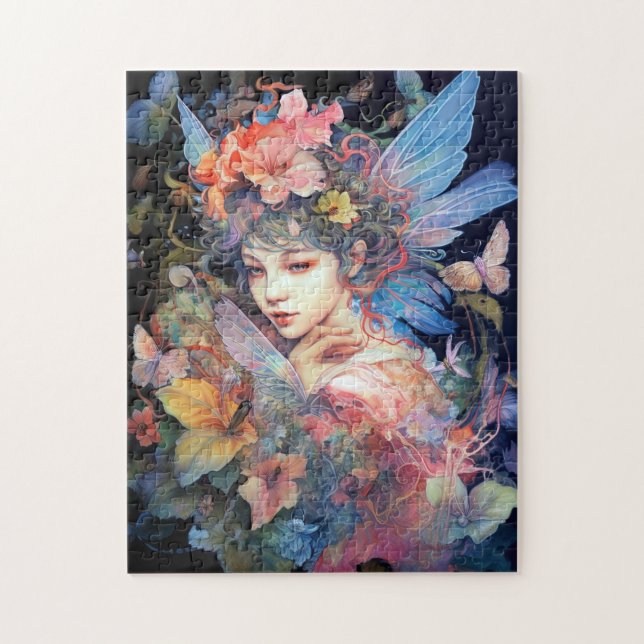 Fairy Woman In Blume Fantasy Art Puzzle (Vertikal)
