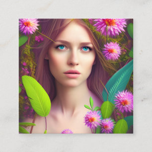 Fairy Woman Portrait Hyper Realistic Intricate Det Quadratische Visitenkarte