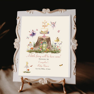 Fairy Woodland Girl Baby Dusche Willkommen Poster