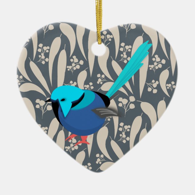 Fairy Wren Keramik Ornament (Vorne)