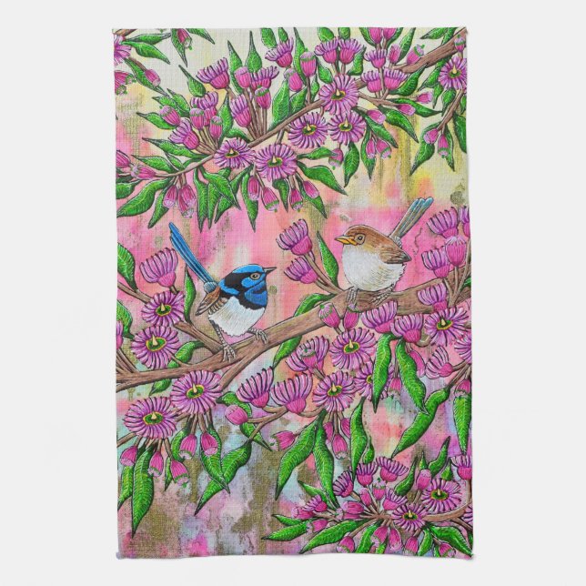 Fairy Wren Tea Towel Geschirrtuch (Vertikal)