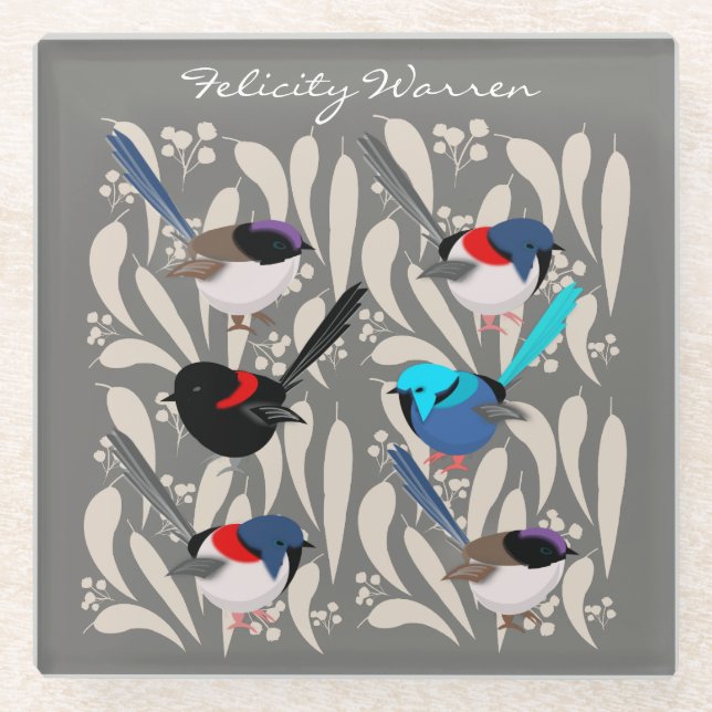 Fairy Wrens Glasuntersetzer (Vorderseite)