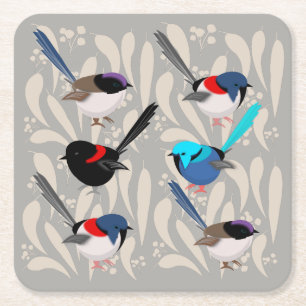 Fairy Wrens Rechteckiger Pappuntersetzer