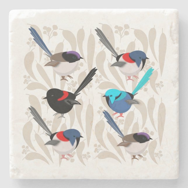 Fairy Wrens Steinuntersetzer (Vorderseite)