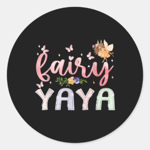 Fairy Yaya Magical Floral Birthday Girl Fairytale Runder Aufkleber